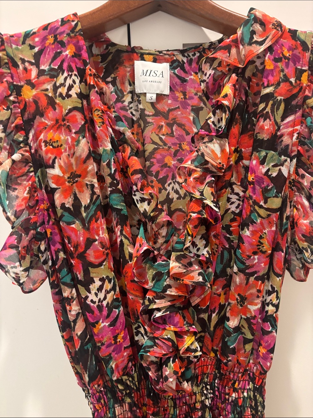 Misa Floral Ruffle Maxi Dress in Multi-Color